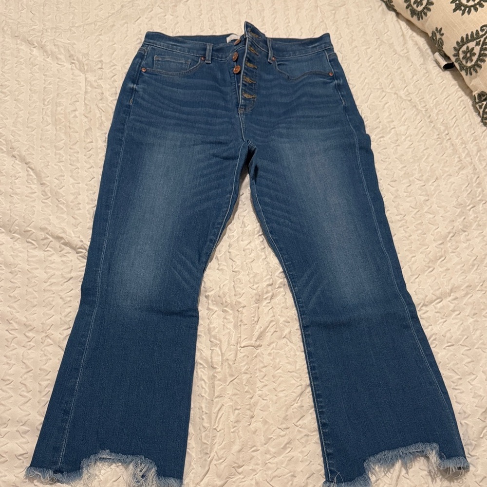 LOFT Women's Blue High-Rise Flare Jeans